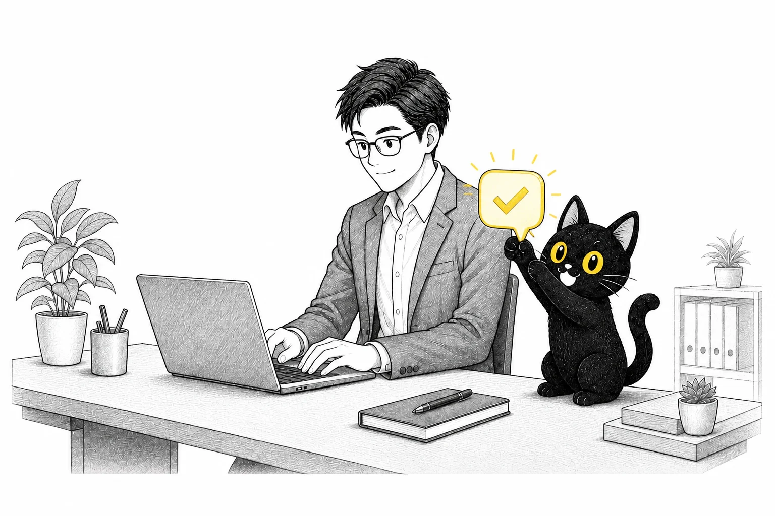黒猫がAIエージェントとサイトの会話をつなぐ